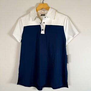 Belyn‎ Key Women's Stretchy Color Block Golf T-Shirt Polo Top Outdoor Medium NWT